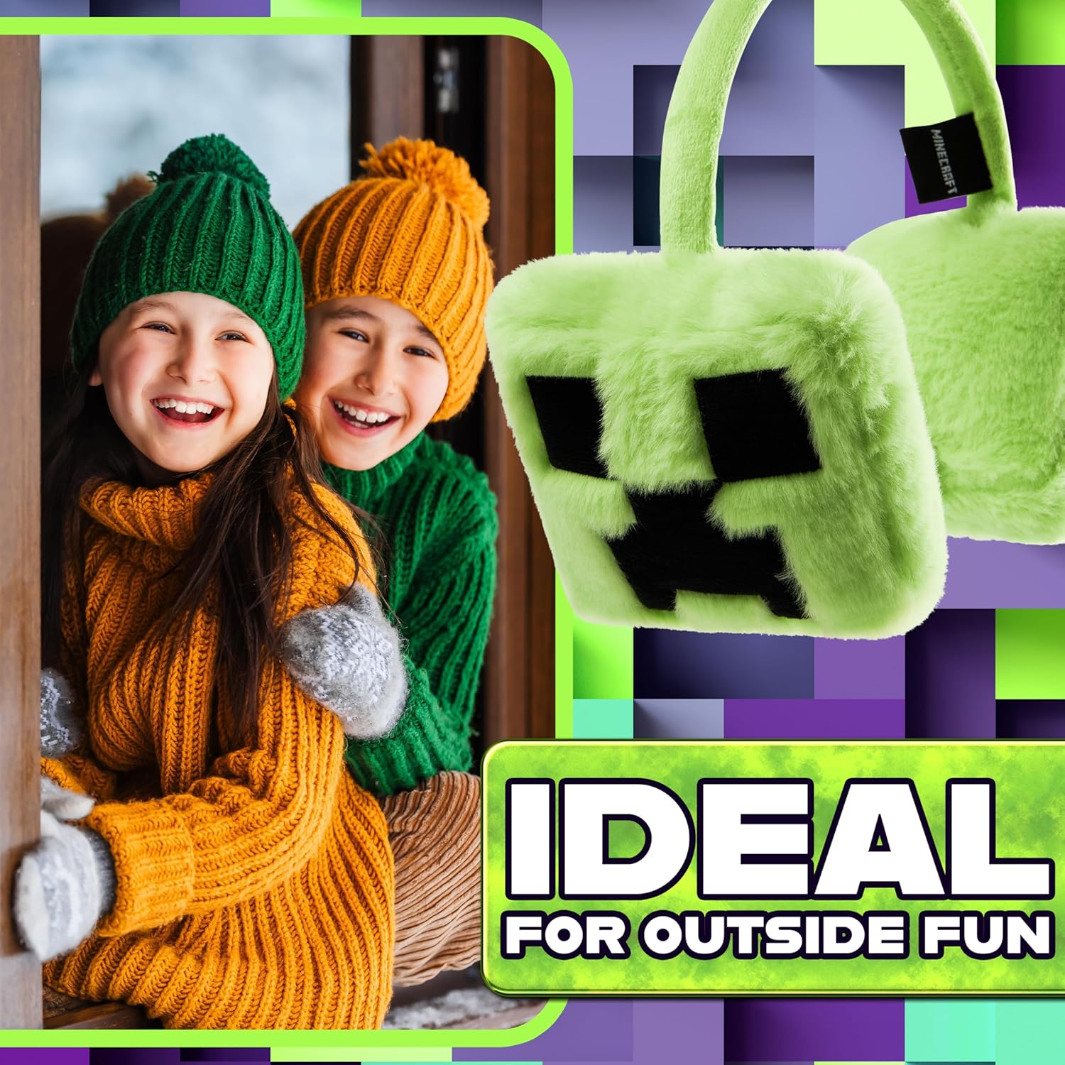 Cache-oreilles enfant Minecraft en fausse fourrure – Image 5