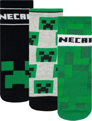 Chaussettes garçon Minecraft Creeper, lot de 3