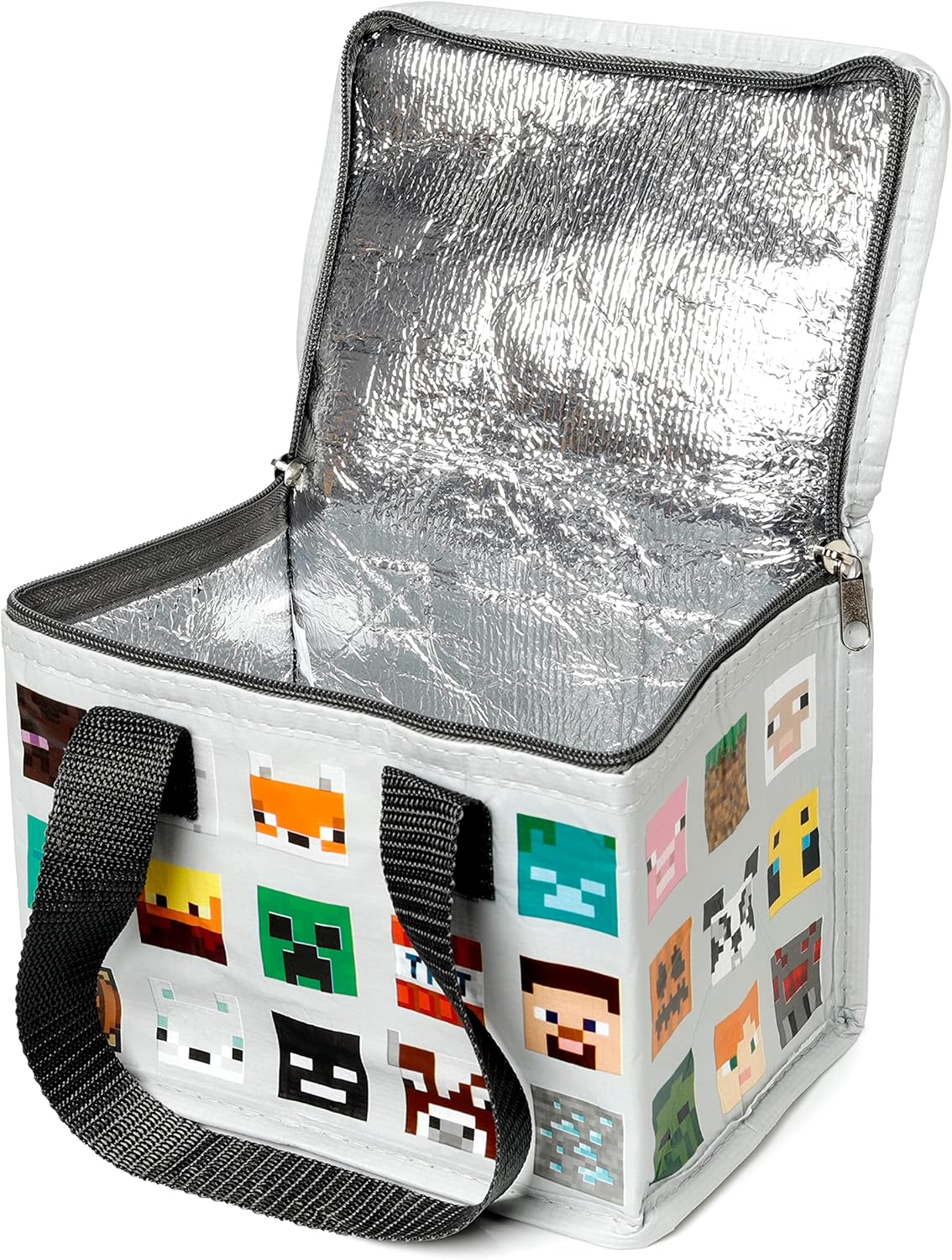 Lunch bag Minecraft gris isotherme en rPET recyclé avec personnages – Image 3