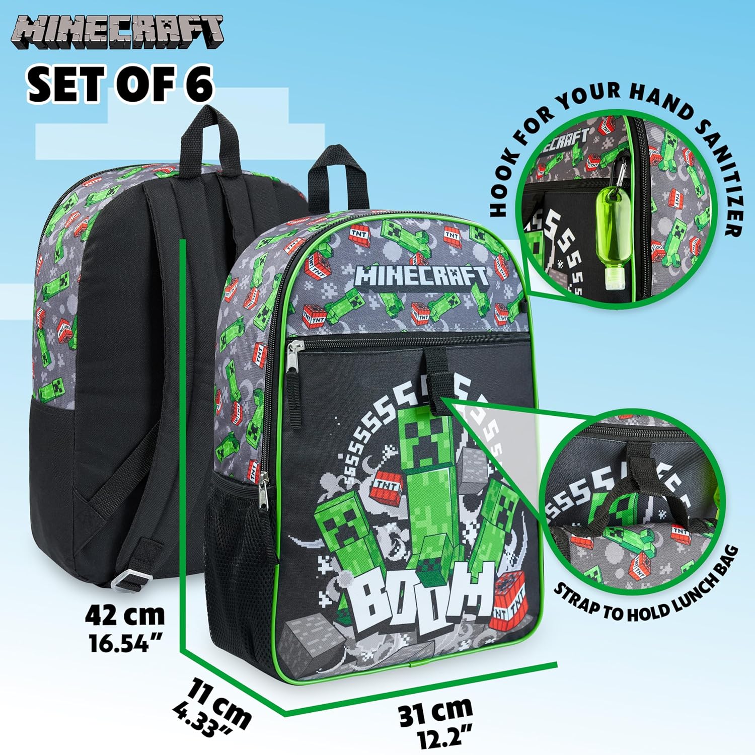 Ensemble cartable enfant Minecraft multicolore avec accessoires – Image 8