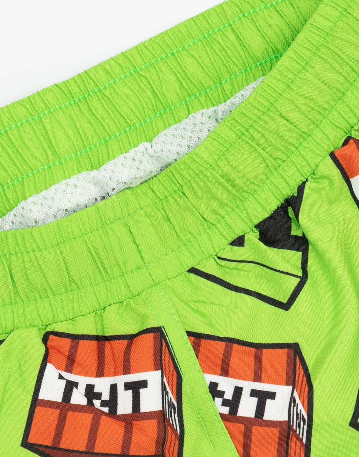 Short de bain Minecraft vert ou bleu vert pour garçon avec Creeper, Steve, Alex et TNT – Image 4