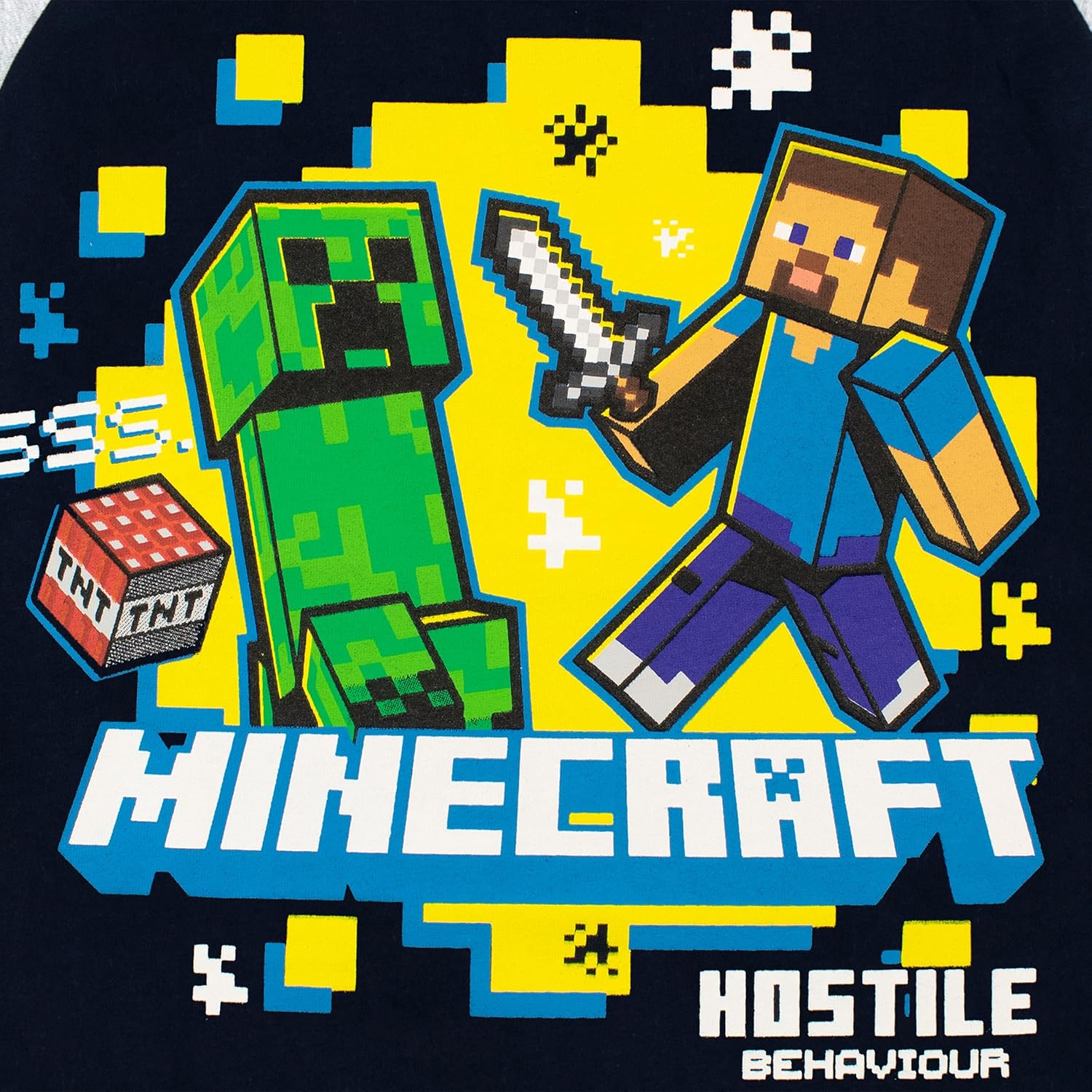 T-shirt Minecraft garçon à manches longues Creeper et Steve – Image 3