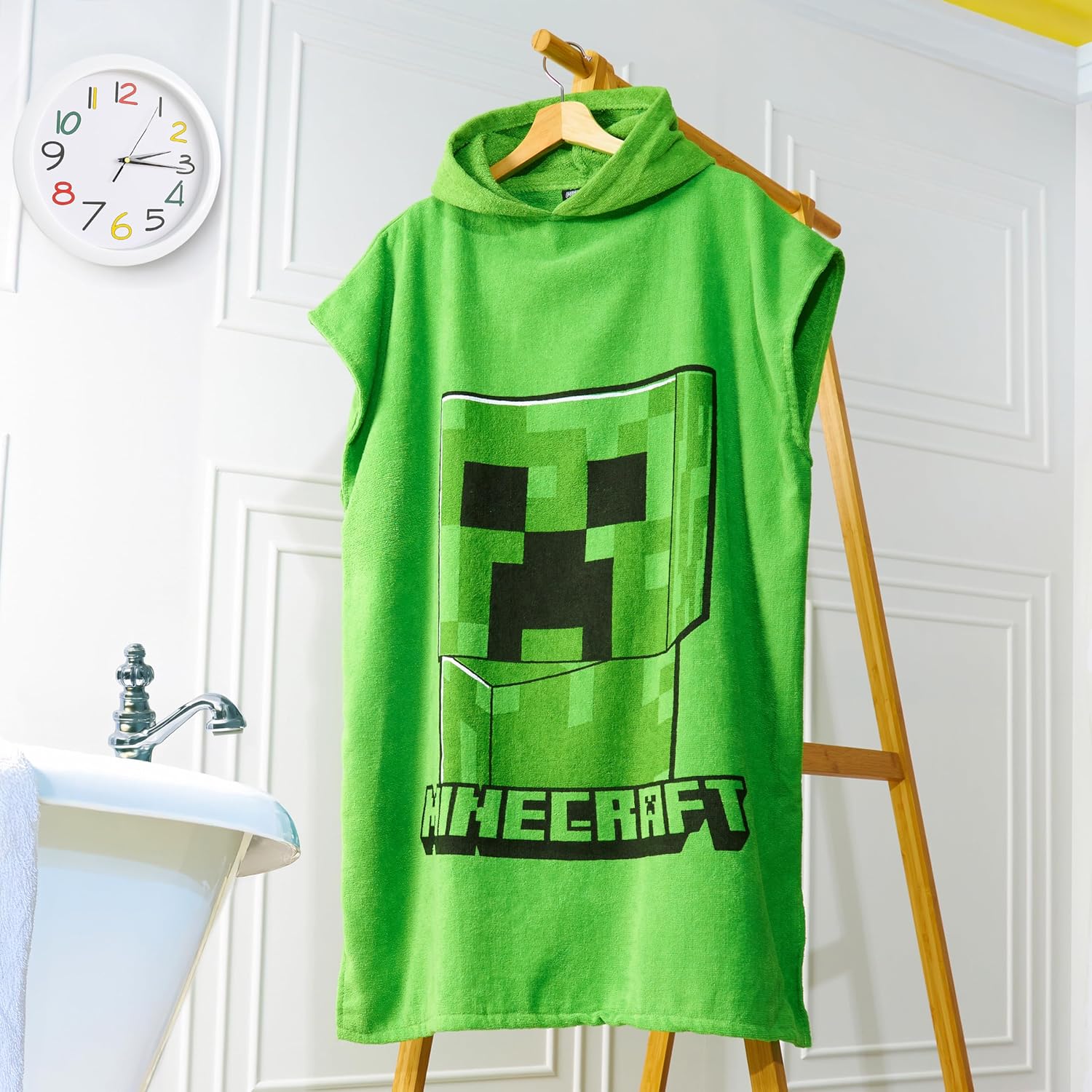 Poncho de bain Minecraft Creeper à capuche pour enfant et ado – Image 5