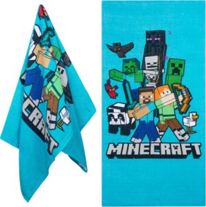 Serviette de bain Minecraft Creeper en 100% coton 140 x 70 cm