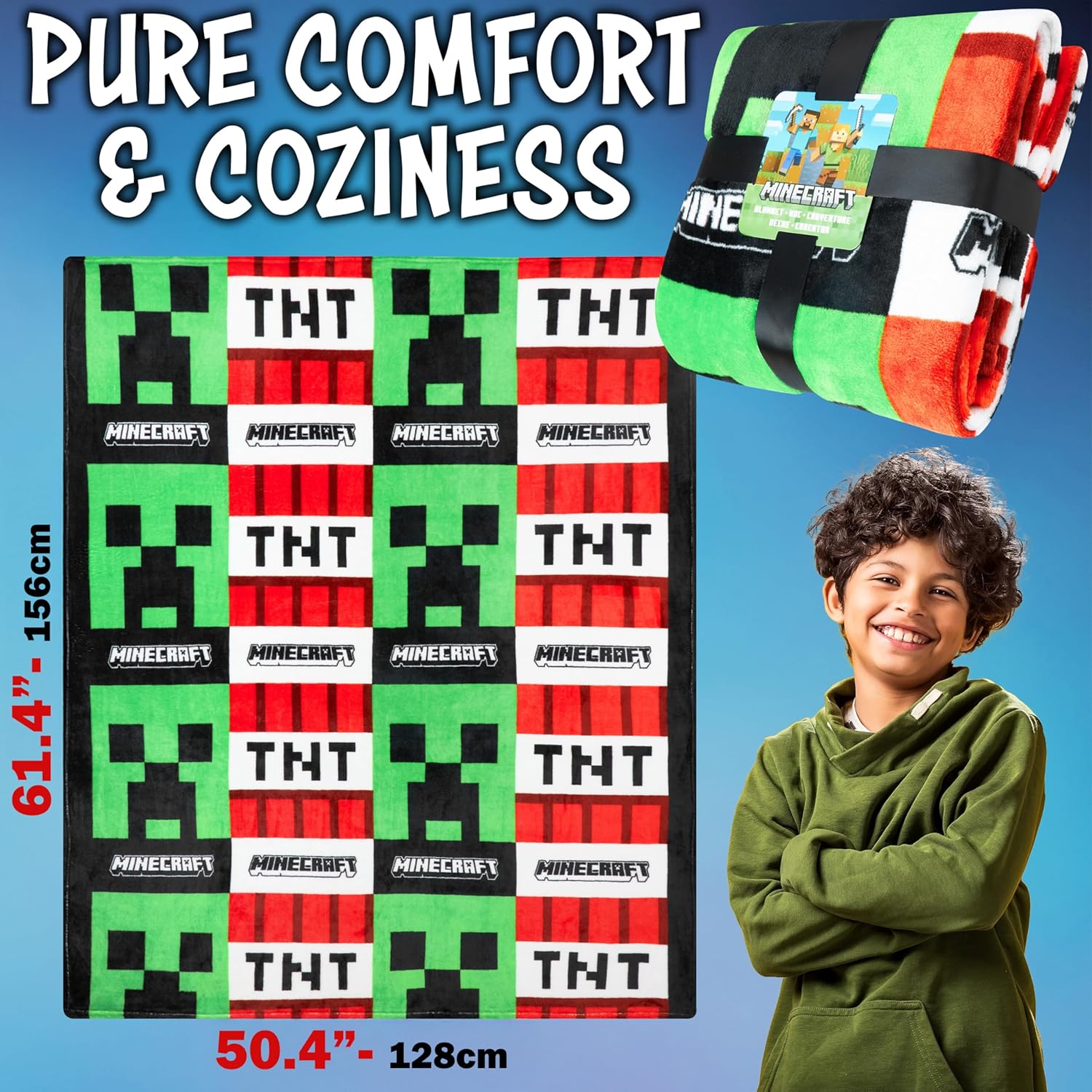 Plaid polaire Minecraft Creeper TNT 130 x 150 cm – Image 6