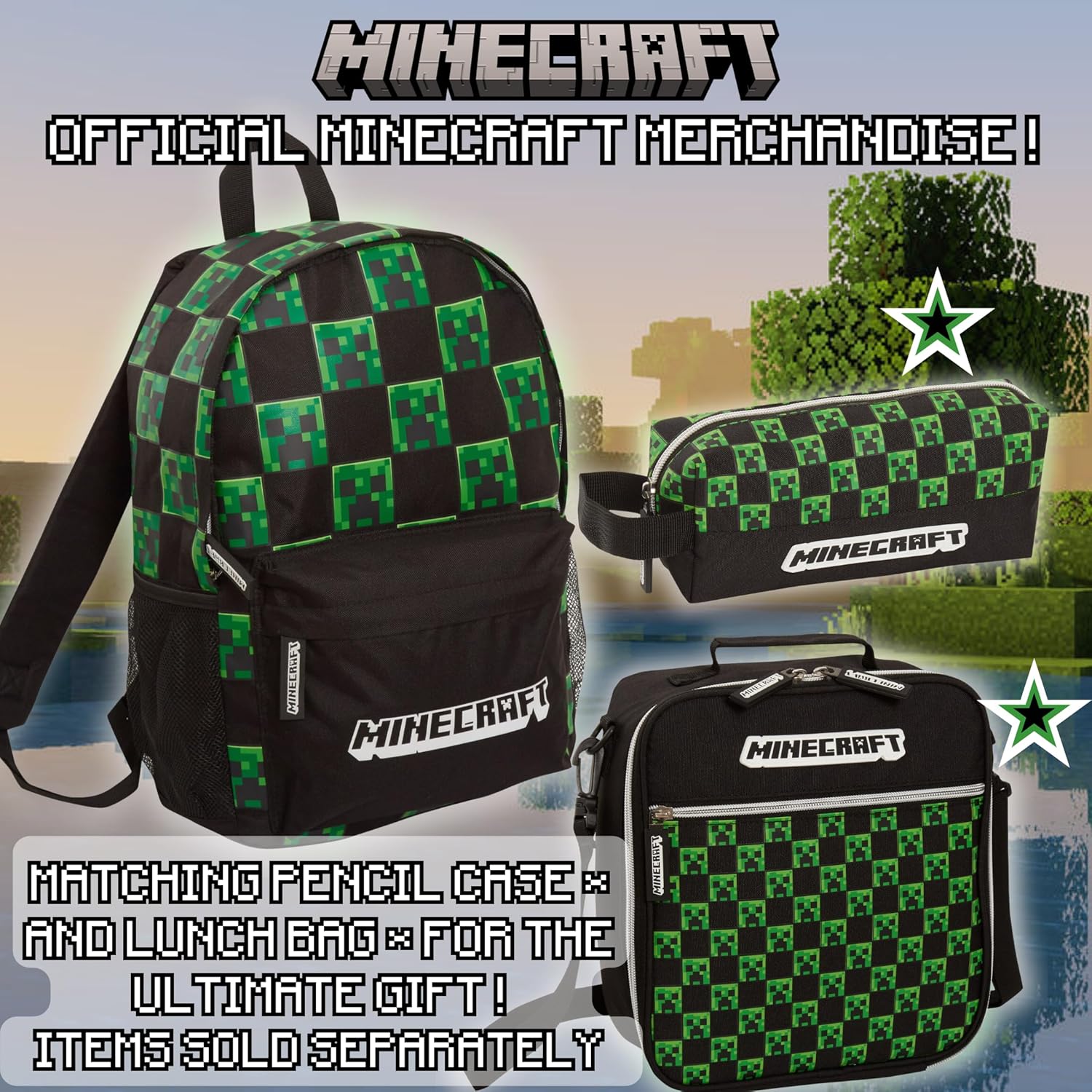 Sac à dos Minecraft Creeper noir pour enfants, adultes et ordinateur portable – Image 6
