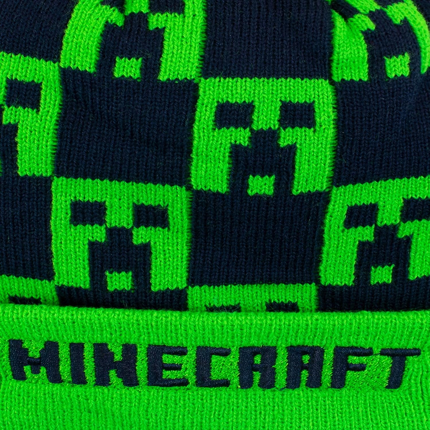 Bonnet Minecraft enfant Creeper vert et bleu marine taille unique – Image 2