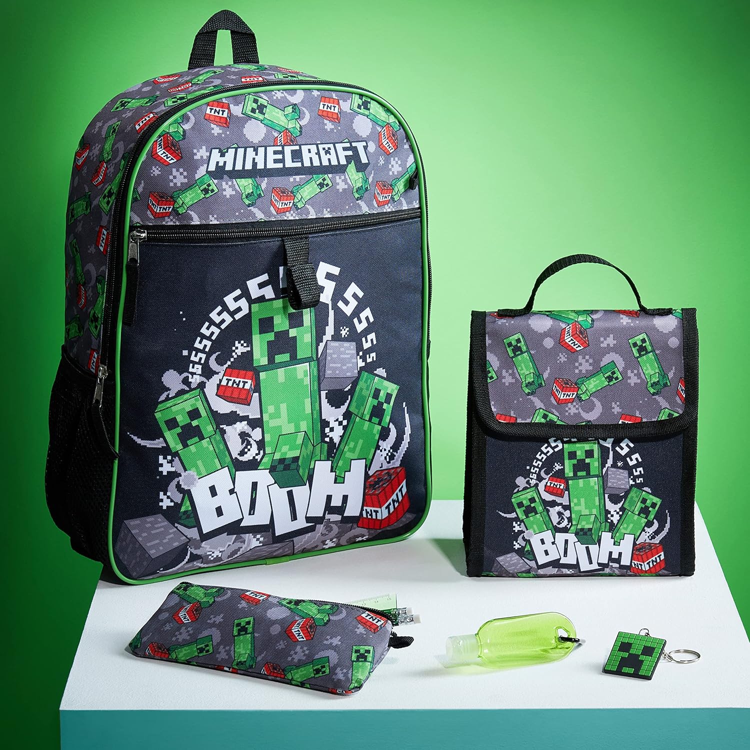 Ensemble cartable enfant Minecraft multicolore avec accessoires – Image 2