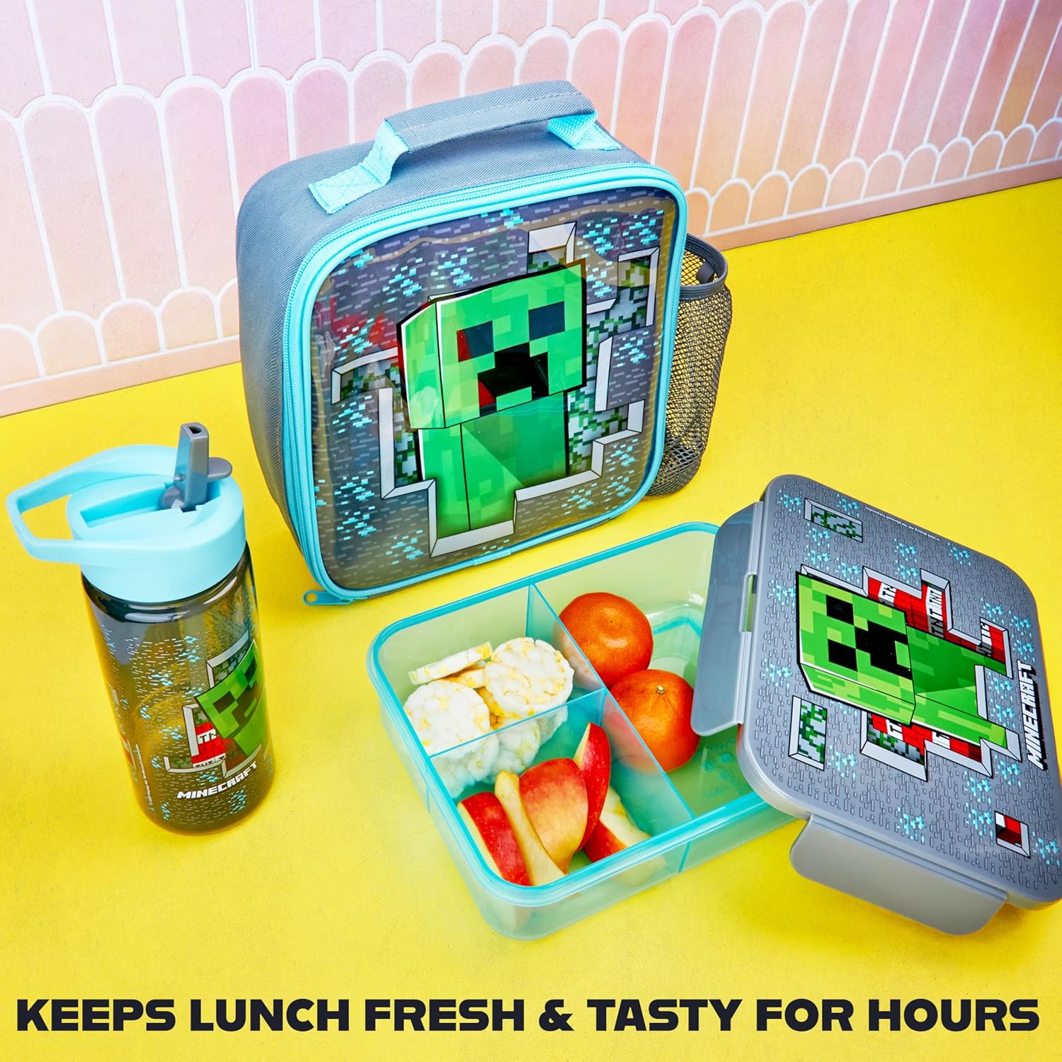 Kit déjeuner Minecraft multi avec lunch bag, bento 3 compartiments et gourde 750 ml – Image 5