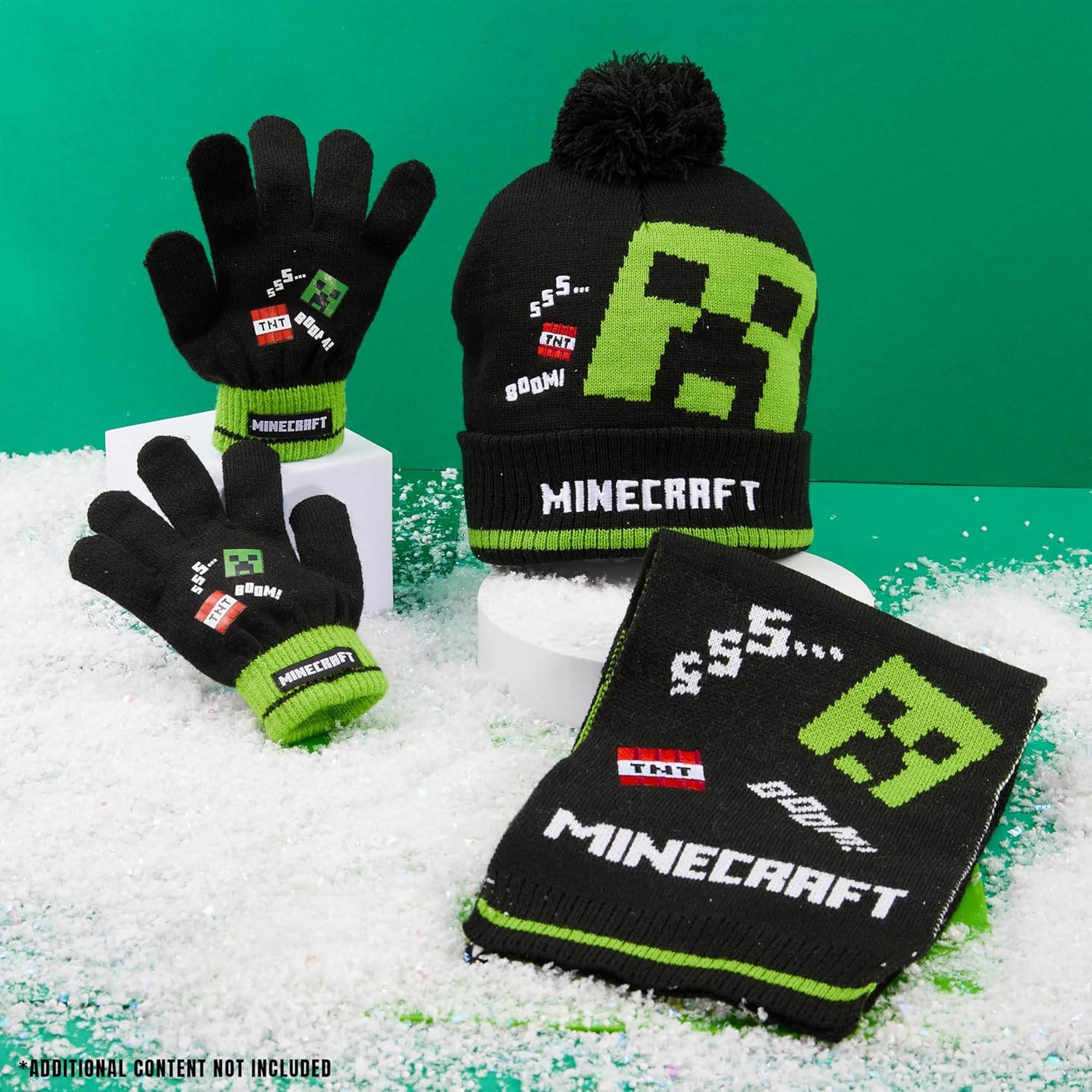Ensemble hiver Minecraft enfant 3 pièces bonnet, écharpe et gants – Image 2