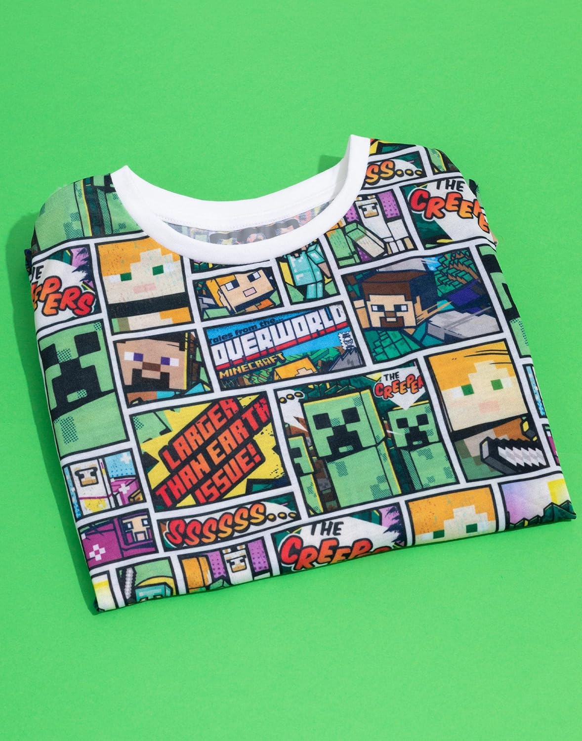T-shirt Minecraft multicolore Steve et Creeper à manches courtes pour garçon – Image 4