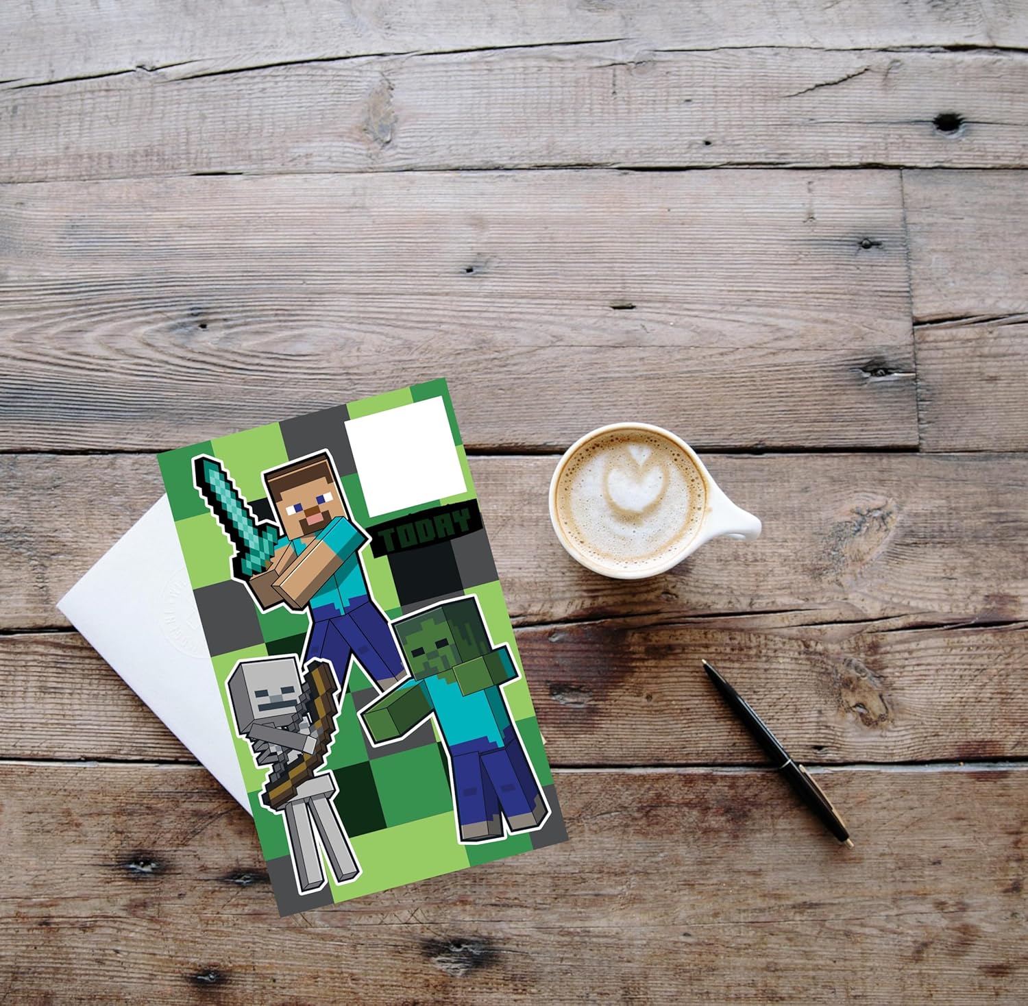 Carte d’anniversaire Minecraft avec feuille d’autocollants bonus – Image 3