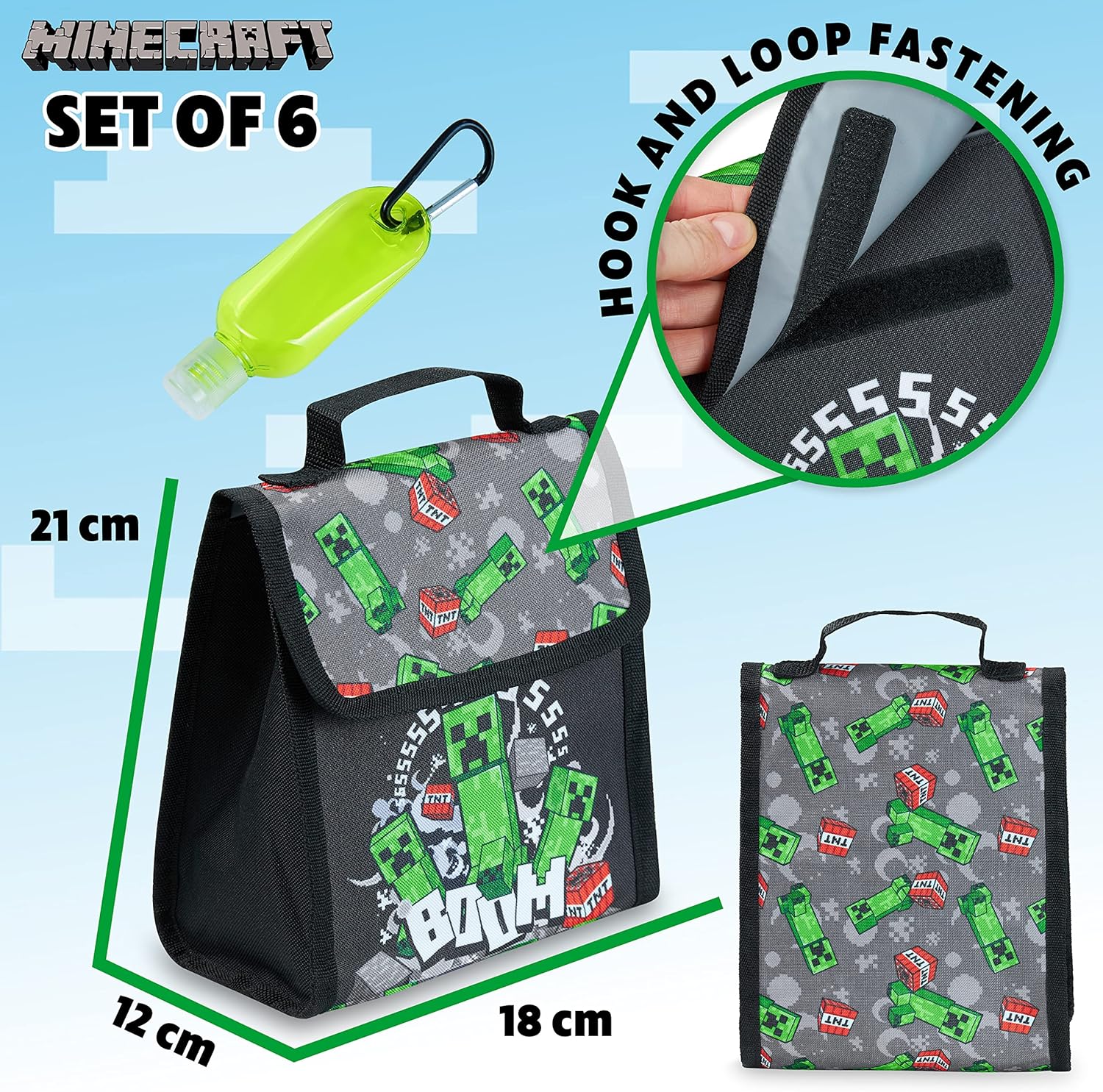 Ensemble cartable enfant Minecraft multicolore avec accessoires – Image 3