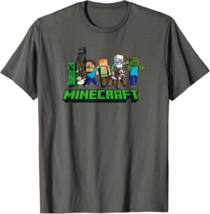 T-shirt Minecraft Logo Character Lineup pour Femme ou Fille