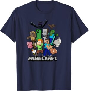 T-shirt Minecraft Heroes & Enemies en groupe, coupe Femme ou Fille