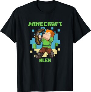 T-shirt Minecraft adulte unisexe Alex avec arc