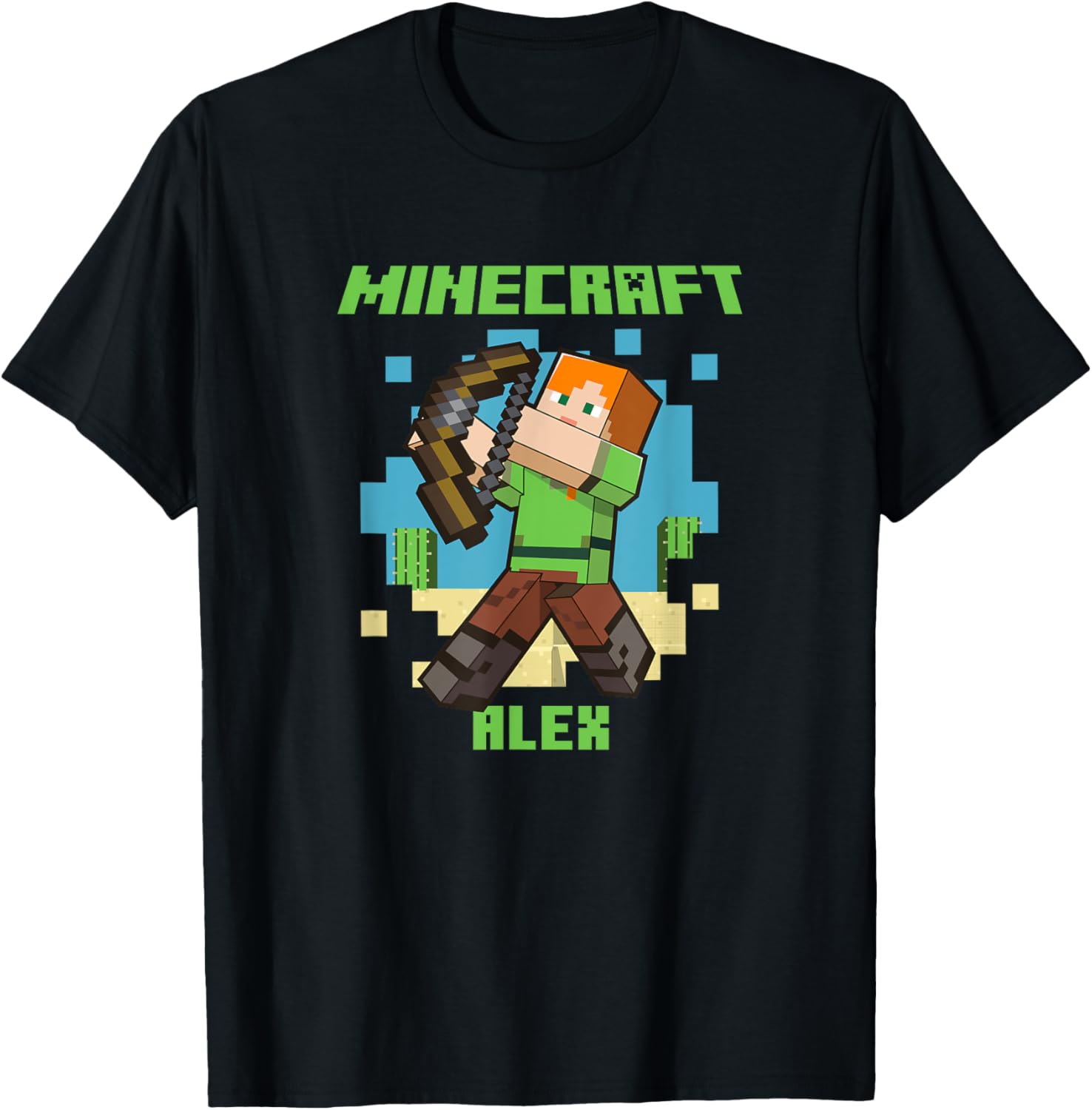 T-shirt Minecraft adulte unisexe Alex avec arc
