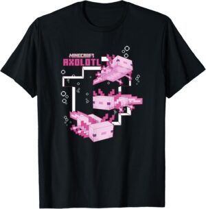T-shirt Minecraft Pond Axolotl rose, version Femme ou Fille