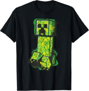 T-shirt Minecraft Creeper motif graffiti street pour Femme et Fille