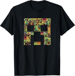 T-shirt Minecraft Creeper motif Big Face Collage