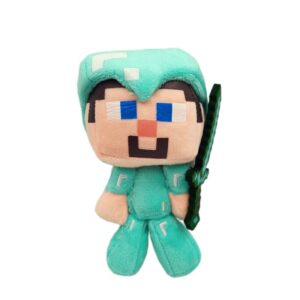 Peluche Steve Minecraft en armure de diamant 16cm