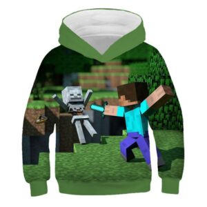 Sweat à capuche Minecraft Combat joueur contre squelette