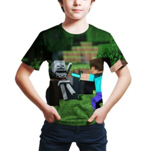 T-shirt Minecraft combat contre le squelette