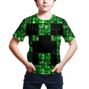 T-shirt Minecraft Creeper en blocs verts et noirs