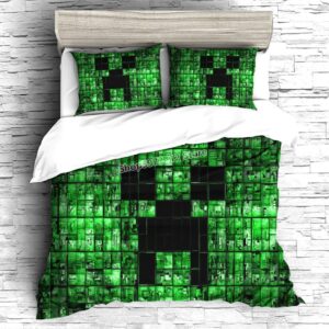 Housse de couette Minecraft Creeper motif pixel