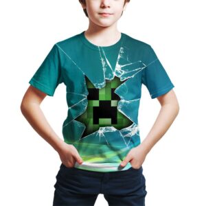 T-shirt Minecraft visage de Creeper effet carreau brisé