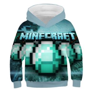 Sweat Minecraft à capuche motif Diamant