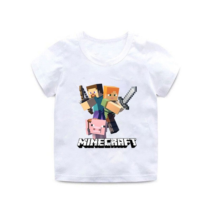 T-shirt enfant Minecraft Steve et Alex combat