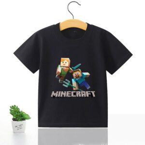T-shirt enfant Minecraft Fly avec Steve et Alex