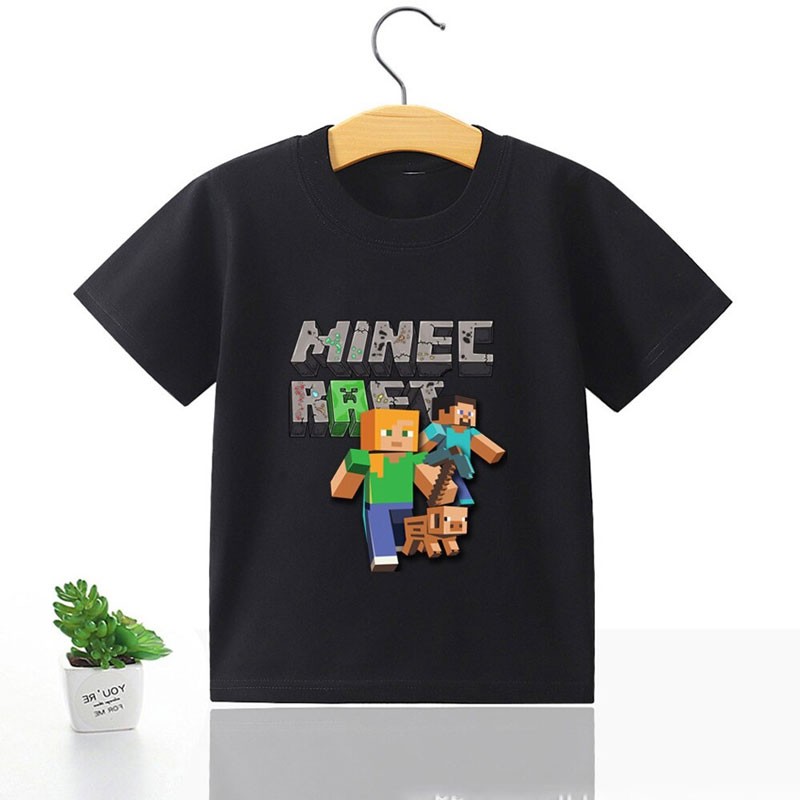 T-shirt enfant Minecraft Héros avec petit cochon