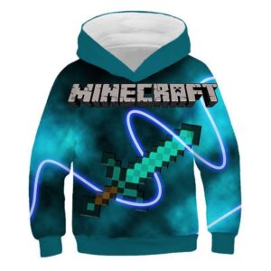 Sweat à capuche Minecraft avec épée en diamant