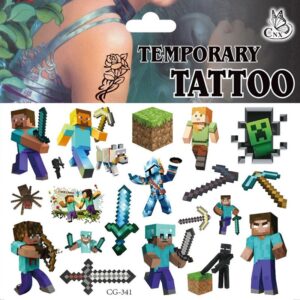 Tatouages temporaires Minecraft équipements et personnages