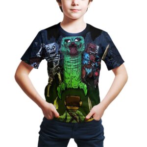 T-shirt Minecraft Horreur Squelette et Creeper