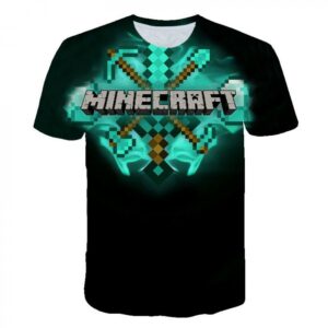 T-shirt Minecraft avec logo pour enfant et adulte