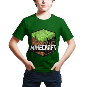 T-shirt Minecraft logo avec bloc d’herbe