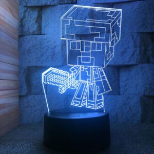 Lampe Minecraft 3D mini personnage avec télécommande sans fil