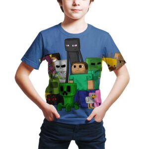 T-shirt Minecraft avec Mobs, enfant et adulte