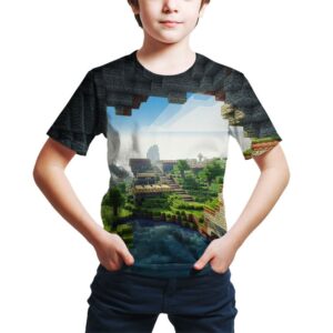 T-shirt Minecraft motif Monde pour enfant et adulte