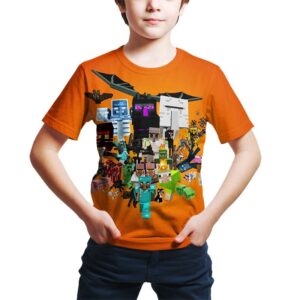 T-shirt Minecraft Monstres avec joueur en armure de diamant
