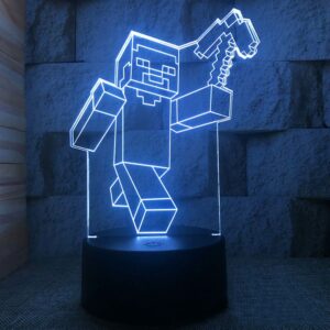 Lampe 3D Minecraft personnage avec pioche