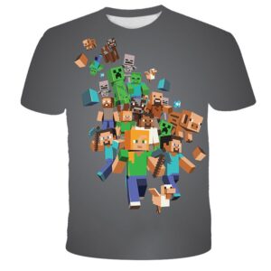 T-shirt Minecraft avec personnages, enfant et adulte