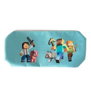 Trousse Minecraft à grand compartiment avec personnages, chien et cochon