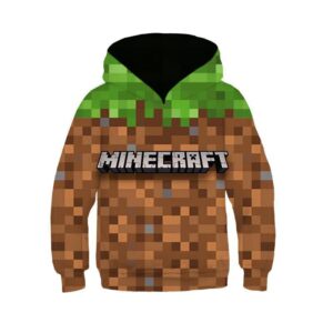 Sweat à capuche Minecraft bloc d'herbe pixel