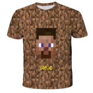 T-shirt Steve Minecraft, tailles enfant et adulte
