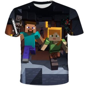 T-shirt Minecraft Steve & Alex, tailles enfant et adulte