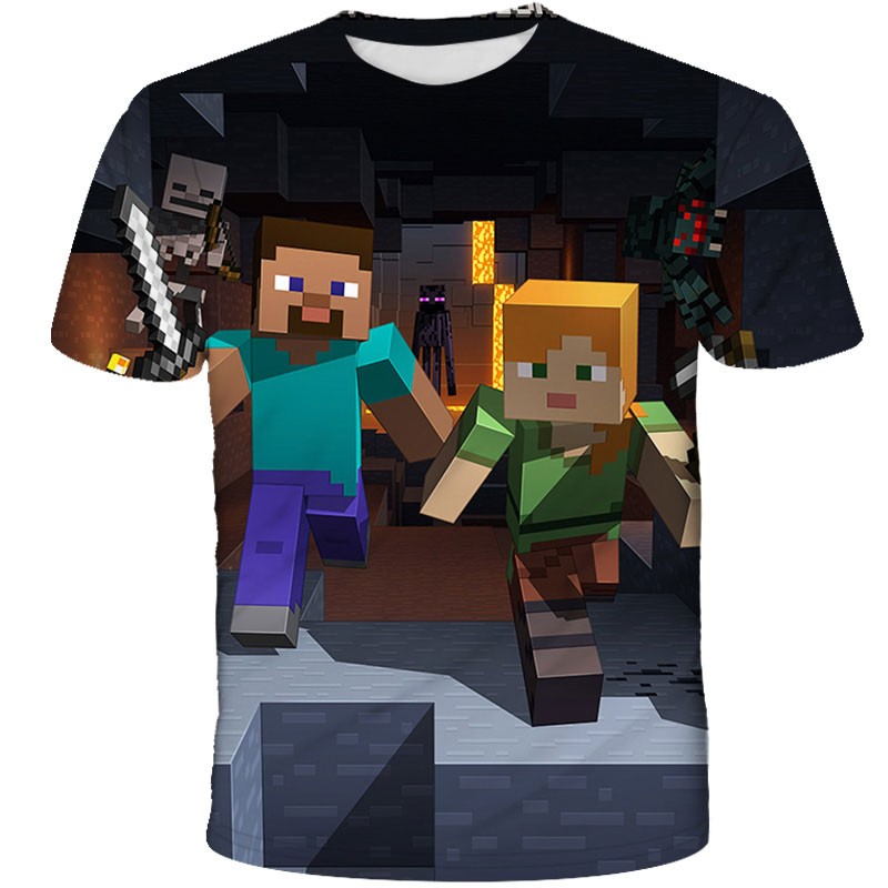 T-shirt Minecraft Steve & Alex, tailles enfant et adulte